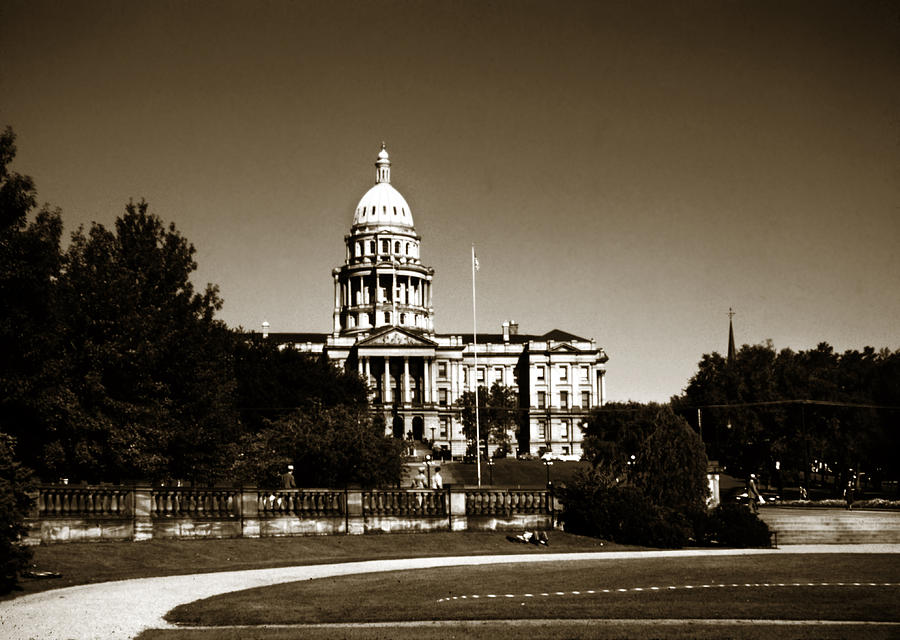 Denver Capitol 1950s sepia Photograph by Marilyn Hunt