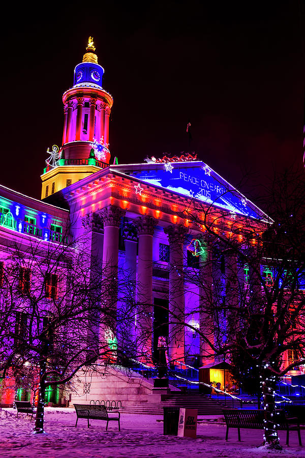 Denver City and County Building Happy Holidays Photograph by Teri Virbickis