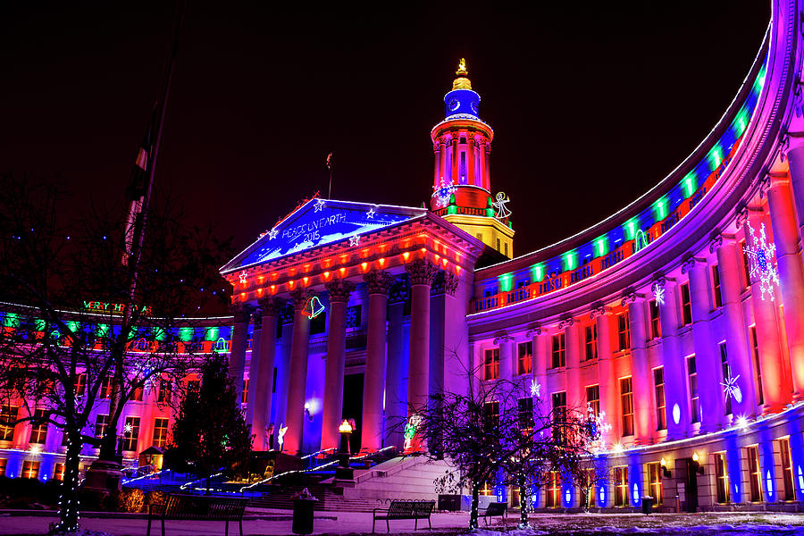 Denver City and County Building Holiday Lights Photograph by Teri Virbickis