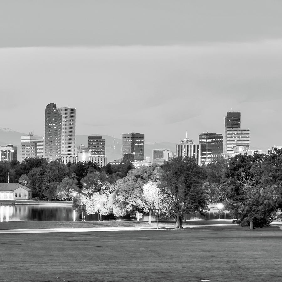 Denver Skyline Photograph - Denver City Skyline in Black and White by Gregory Ballos