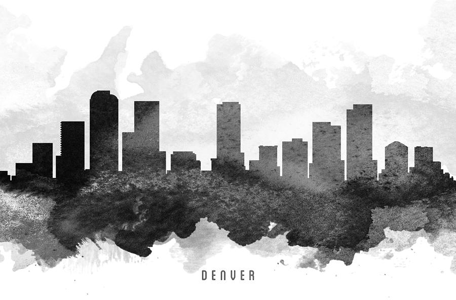 Denver Painting - Denver Cityscape 11 by Aged Pixel