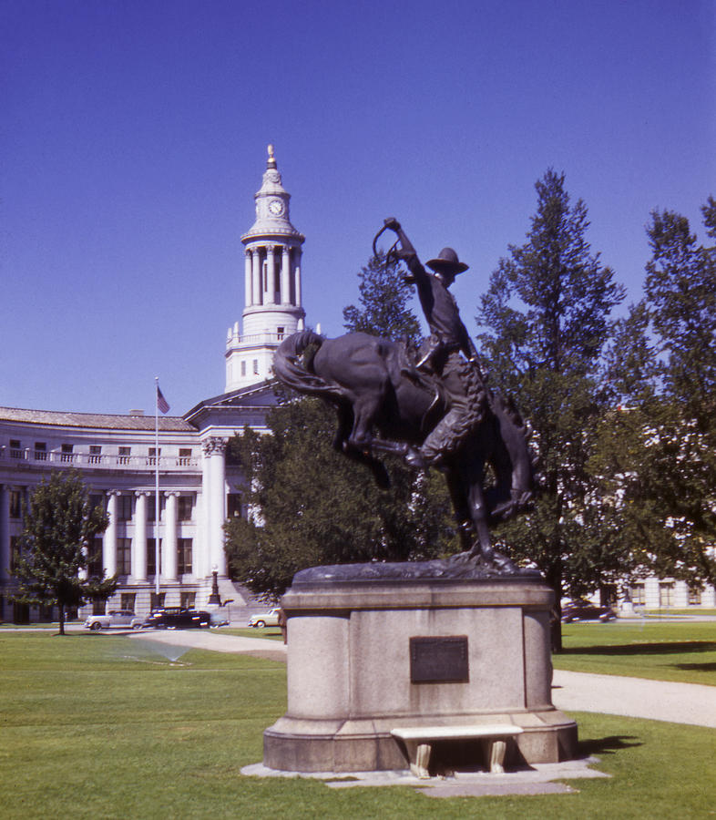 Vintage Denver Civic Center Sculpture Statue Photograph by Marilyn Hunt