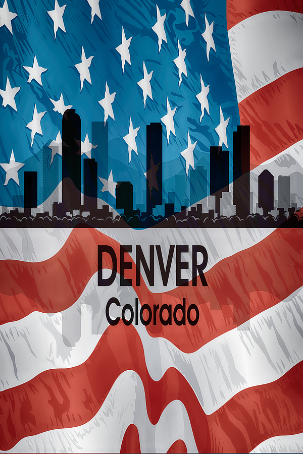 Denver CO American Flag Vertical Digital Art by Angelina Tamez