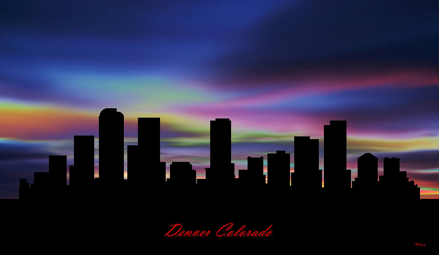 Denver Colorado Skyline Sunset Digital Art