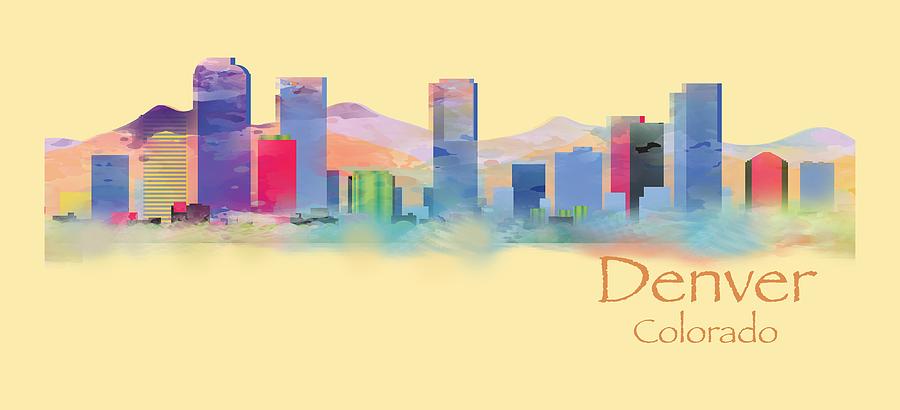 Denver Colorado Skyline TShirts and Accessories Digital Art by Loretta Luglio