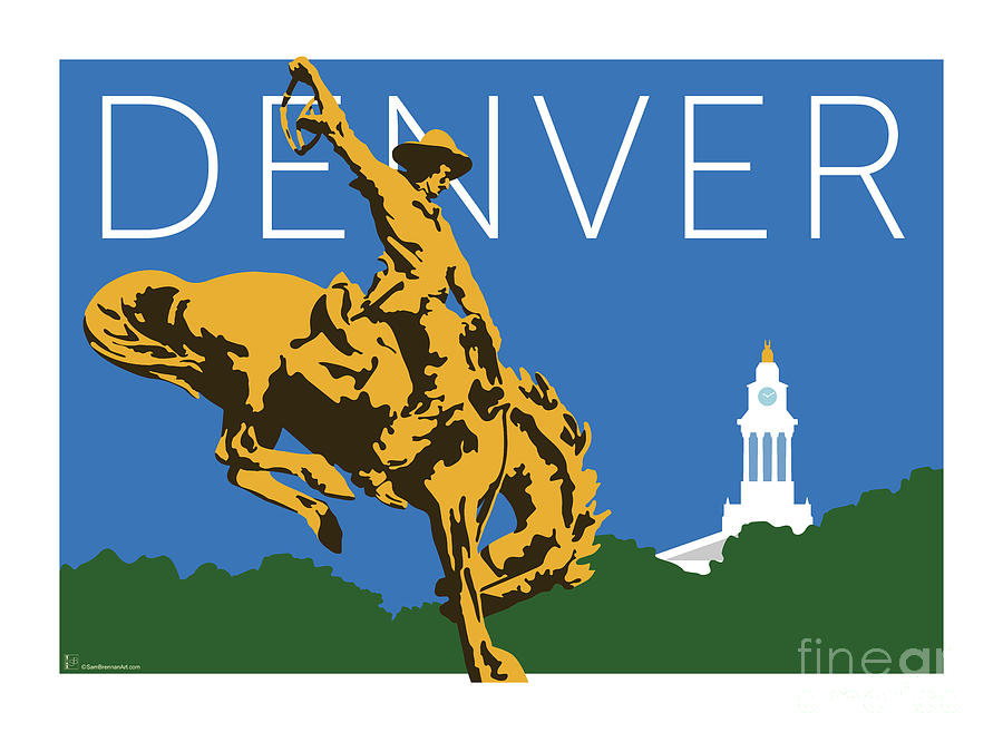 Denver Digital Art - DENVER Cowboy/Dark Blue by Sam Brennan