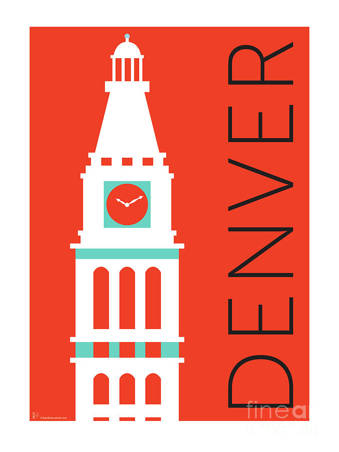 Denver Digital Art - DENVER D and F Tower/Orange by Sam Brennan