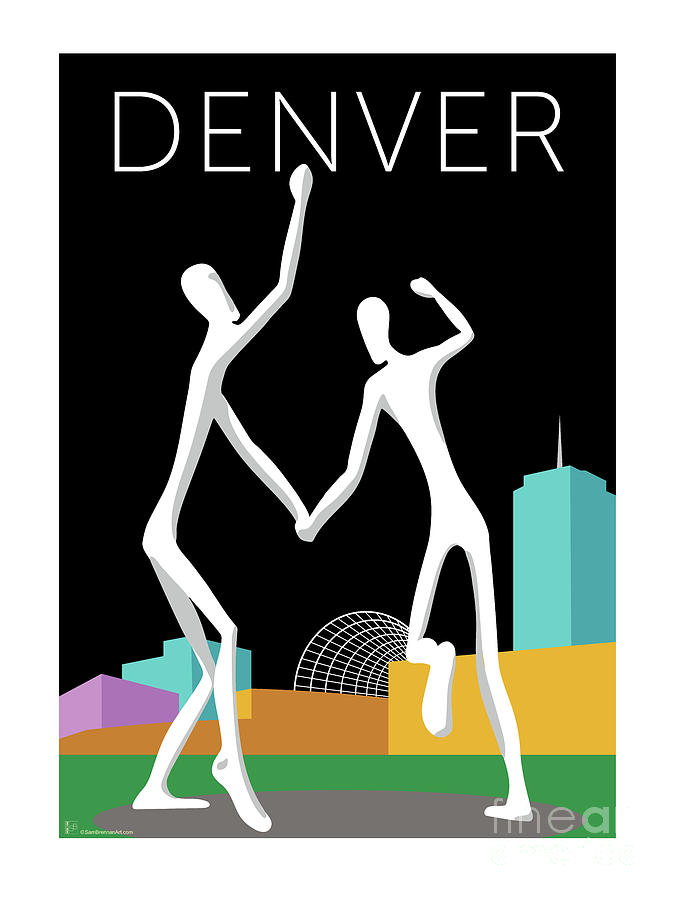 Denver Digital Art - DENVER Dancers/Black by Sam Brennan