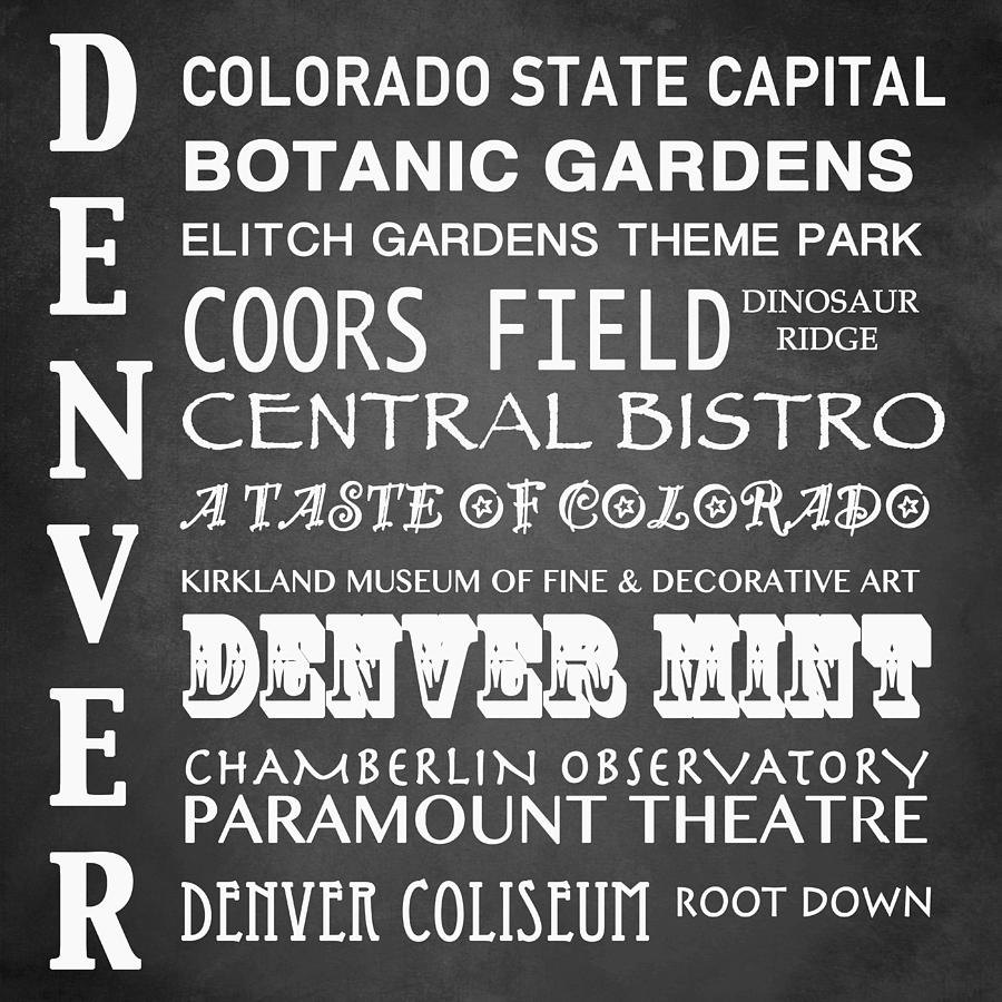 Denver Digital Art - Denver Famous Landmarks by Patricia Lintner