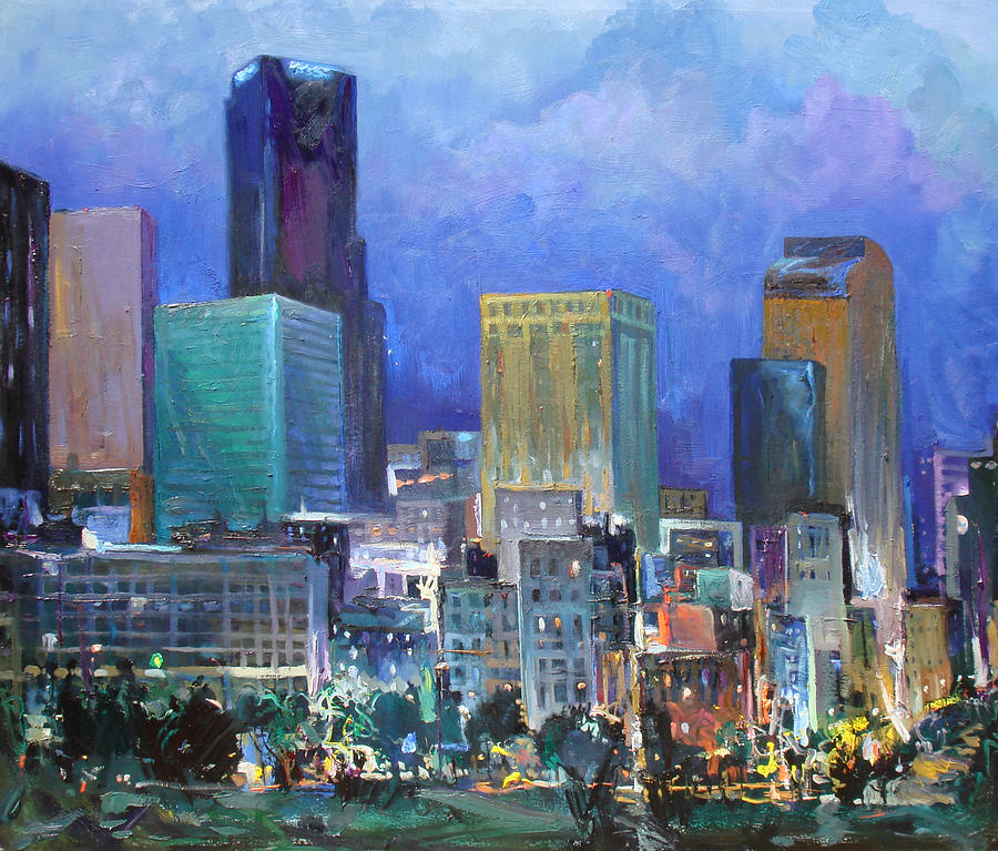 Denver Painting - Denver Lights by Ed  Slack