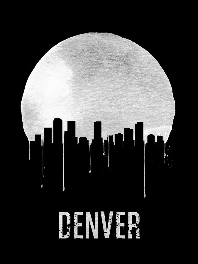 Denver Painting - Denver Skyline Black by Naxart Studio