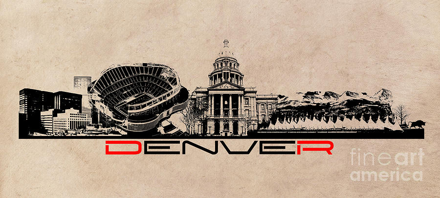 Denver Skyline City Digital Art