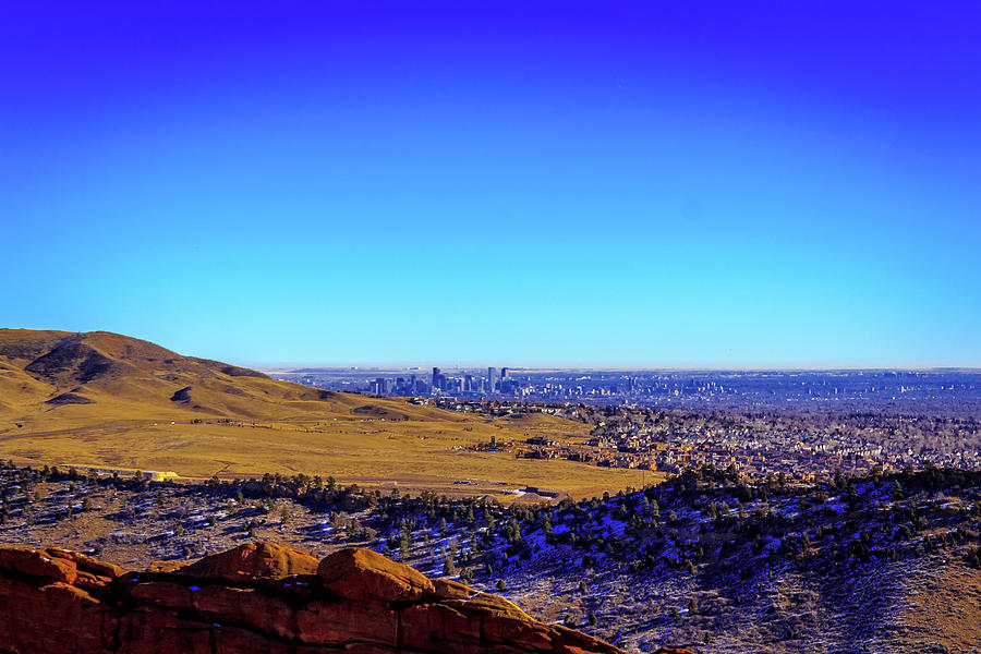 Denver Skyline from Red Rock Photograph by Barry Jones