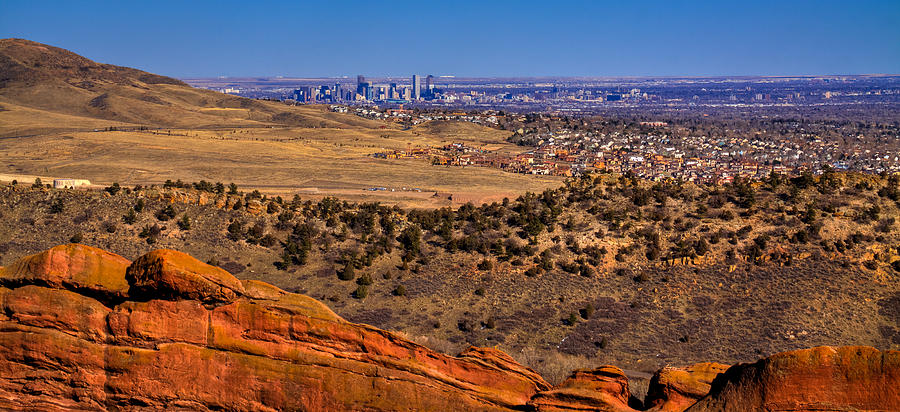Denver Photograph - Denver Skyline from the Red Rock Amphitheater by David Patterson