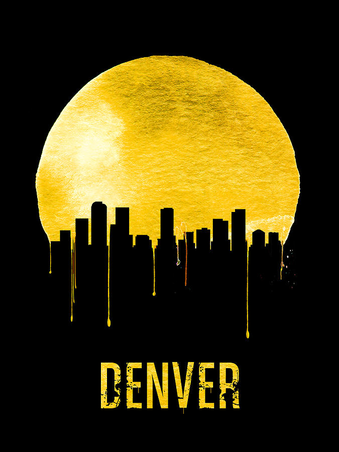 Denver Painting - Denver Skyline Yellow by Naxart Studio