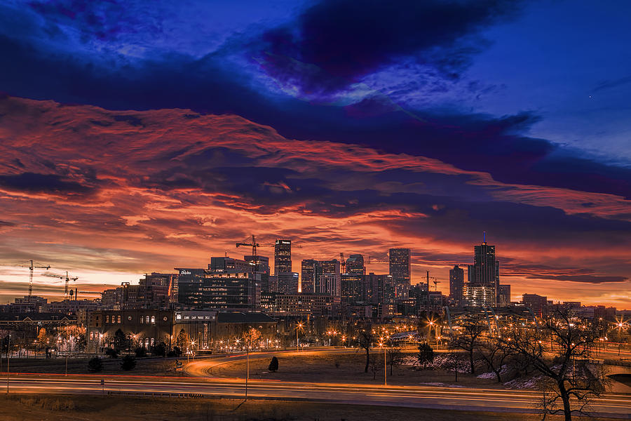 Denver Photograph - Denver Sunrise Blue and Orange by Dave Crowl