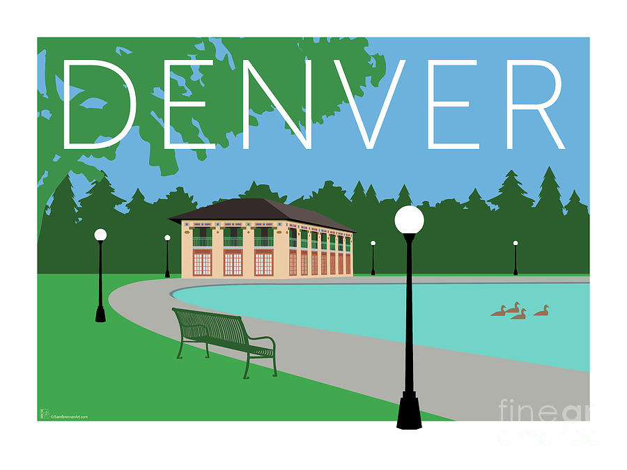 Denver Digital Art - DENVER Washington Park/Blue by Sam Brennan