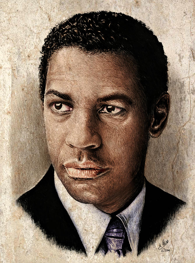 Denzel Washington color ver Drawing by Andrew Read