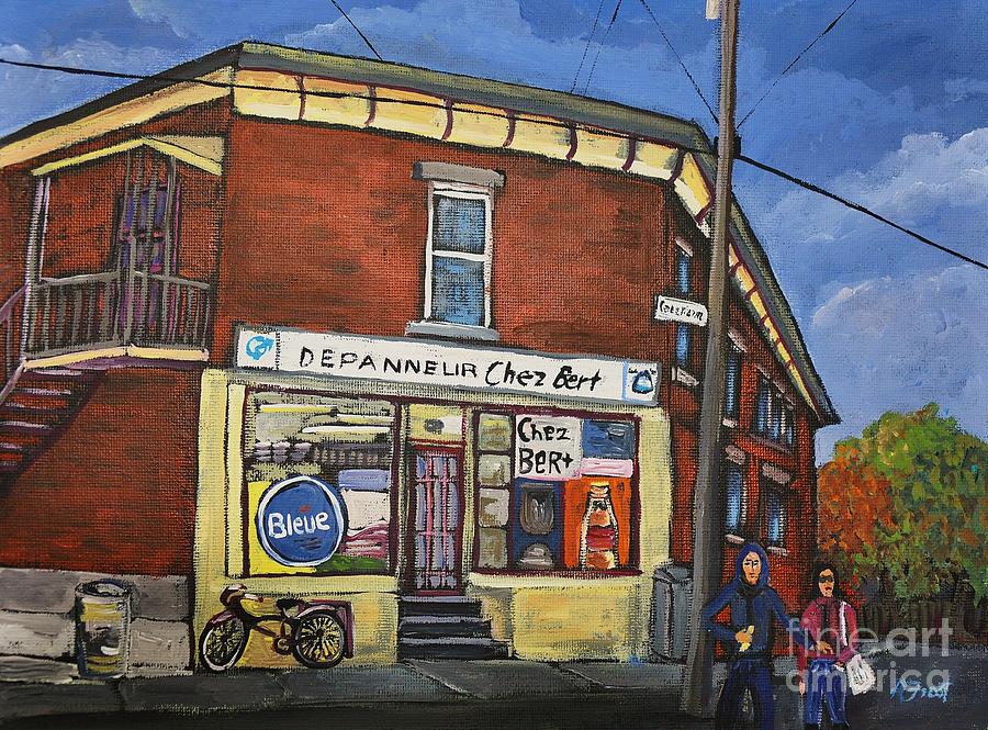 Depanneur Chez Bert Montreal Painting by Reb Frost