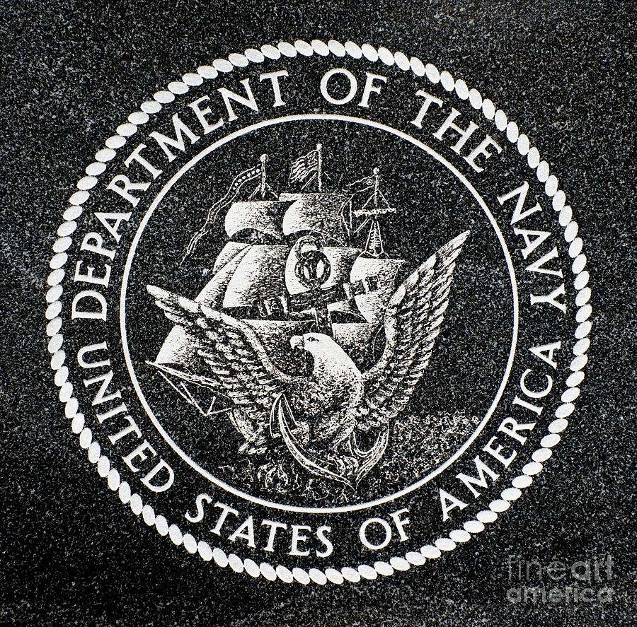 Department of the Navy Emblem Polished Granite Photograph by Gary Whitton