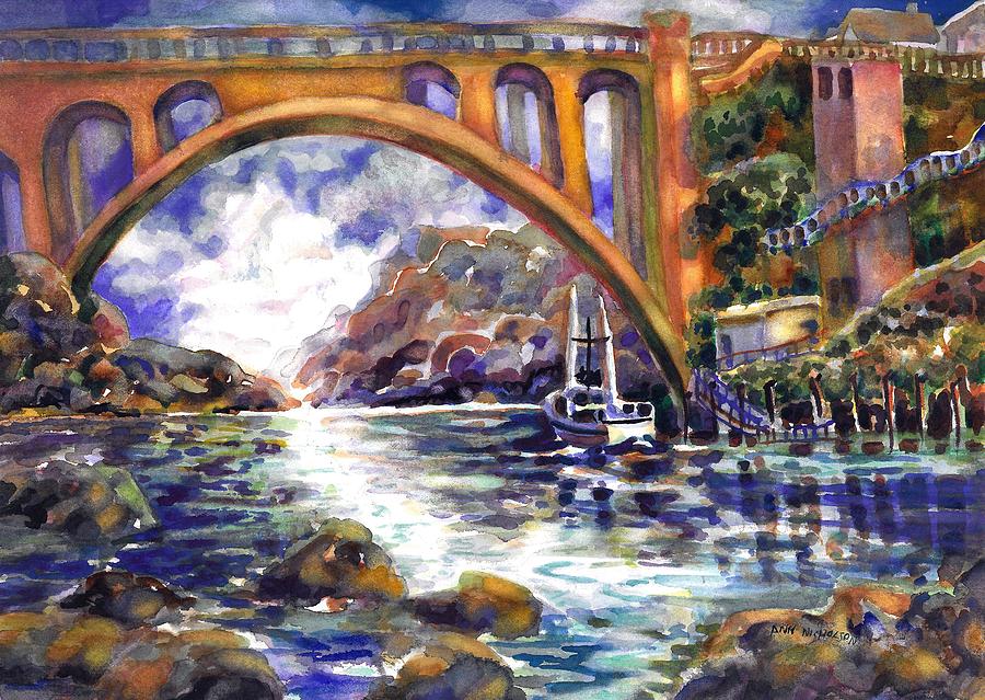 Depoe Bay Bridge Painting by Ann Nicholson