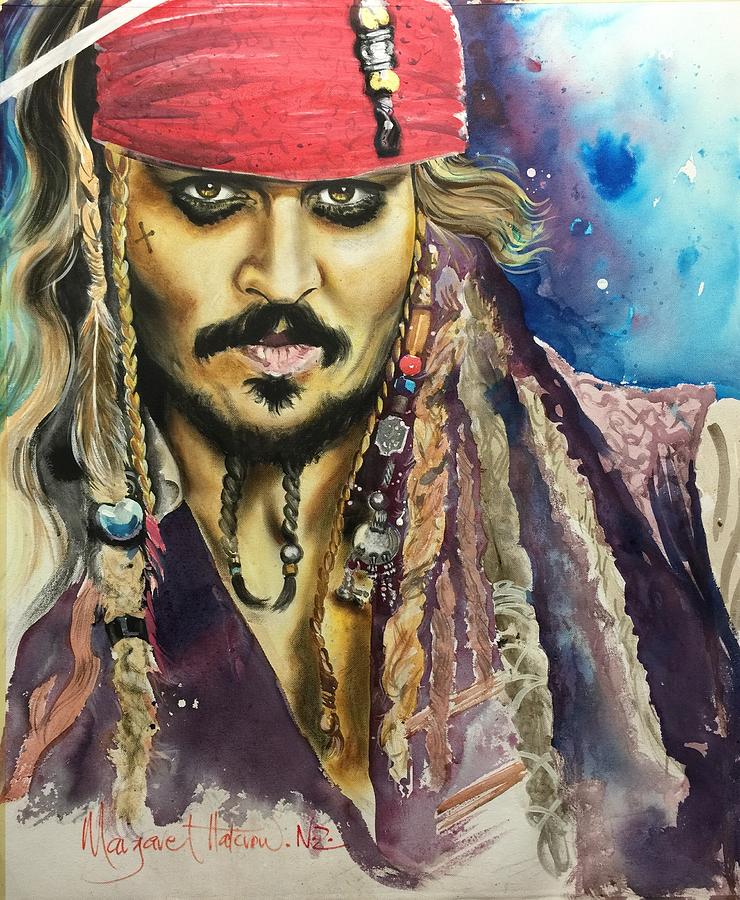 Pirates Of The Caribbean Painting - Depp by Margaret Halcrow-Cross