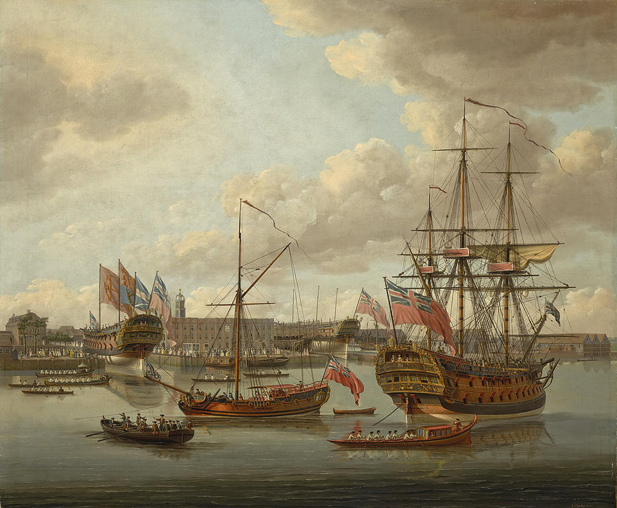 Deptfort Shipyard, London Painting by John Cleveley the Elder