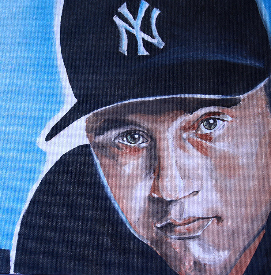 Sports Memorabilia Painting - Derek Jeter Portrait by Mikayla Ziegler