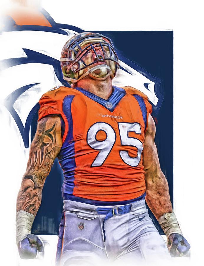 Derek Wolfe Denver Broncos Oil Art Mixed Media by Joe Hamilton - Pixels