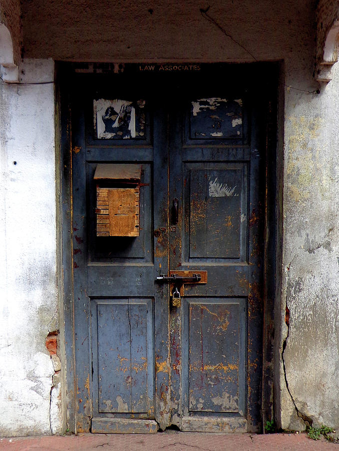 Vintage Photograph - Derelict door, Bangalore by Misentropy