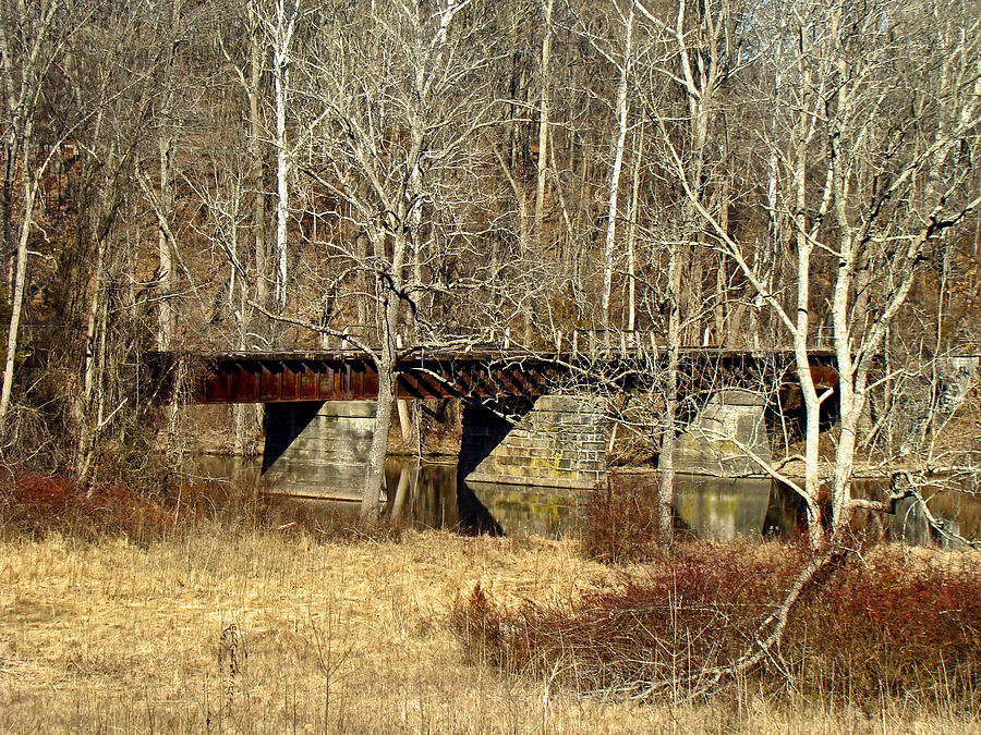 Derelict Railroad Bridge - Green Lane Reservoir - Pennsylvania Photograph by Carol Senske