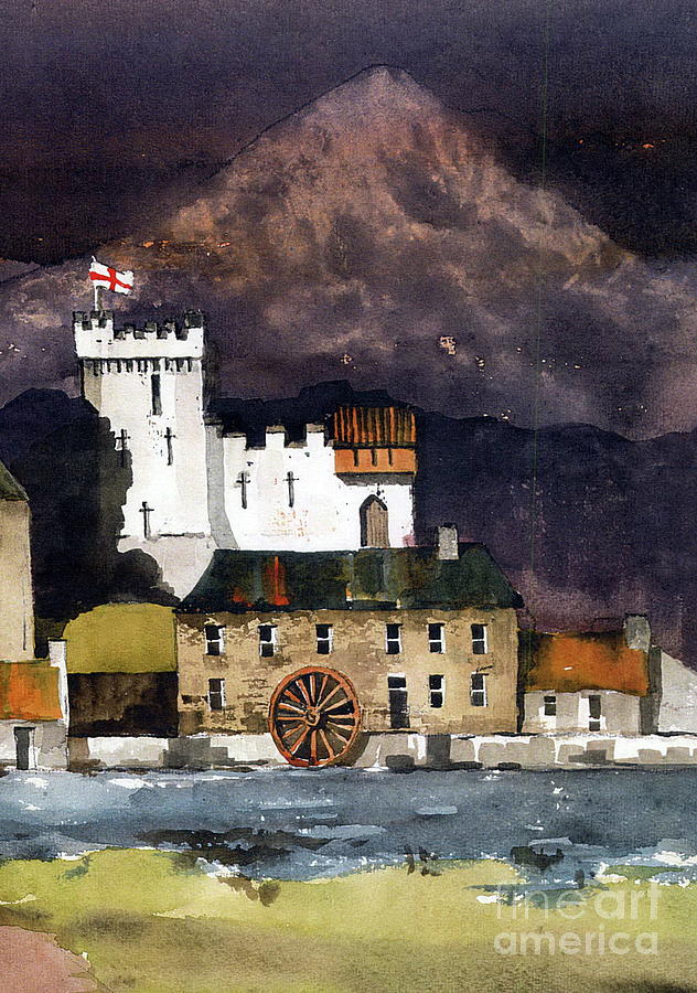 De Ridelsford Castle, 1250 Bray  Painting by Val Byrne