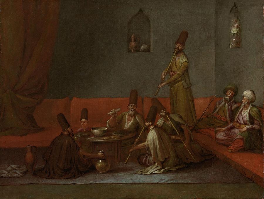 Dervishes Sharing a Meal Painting by Jean Baptiste Vanmour