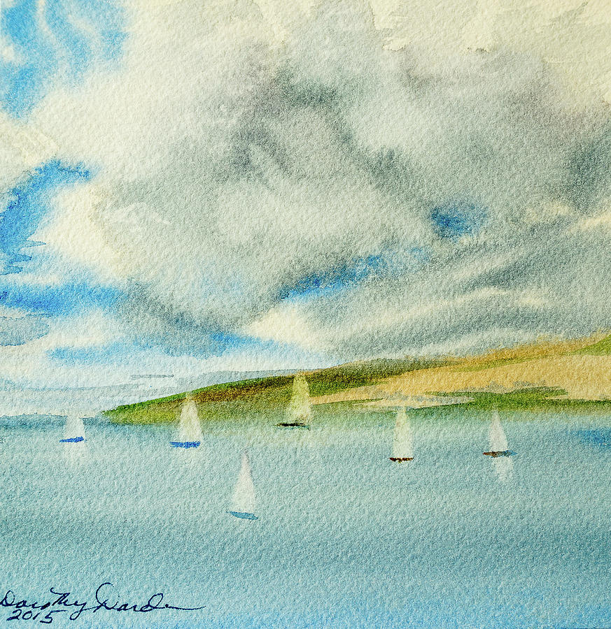 Dark Clouds Threaten Derwent River Sailing Fleet Painting by Dorothy Darden
