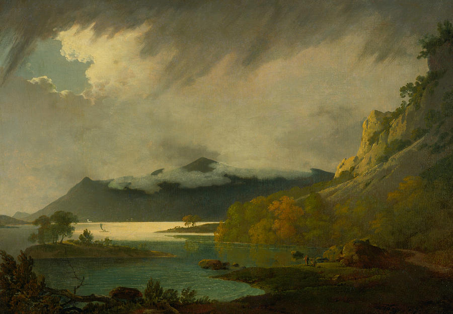 Joseph Wright Of Derby Painting - Derwent Water, with Skiddaw in the Distance by Joseph Wright