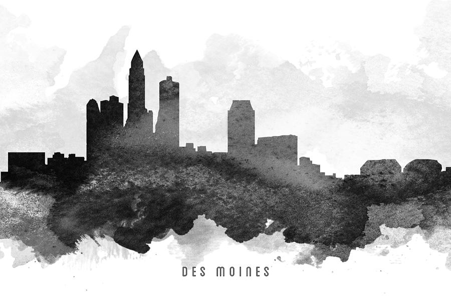 Des Moines Painting - Des Moines Cityscape 11 by Aged Pixel
