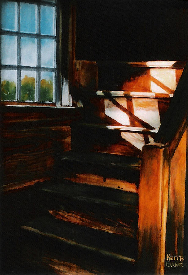 Stairs Painting - Descending light by Keith Gantos