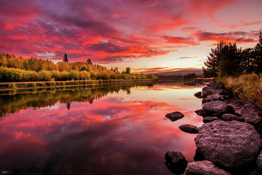 Nature Photograph - Deschutes River Autumn Sunset by Russell Wells