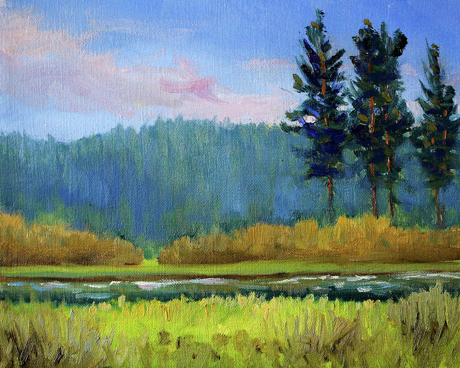 Deschutes River Edge Painting by Nancy Merkle