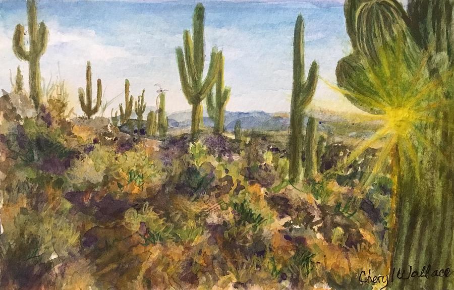 Desert at Dawn Painting by Cheryl Wallace