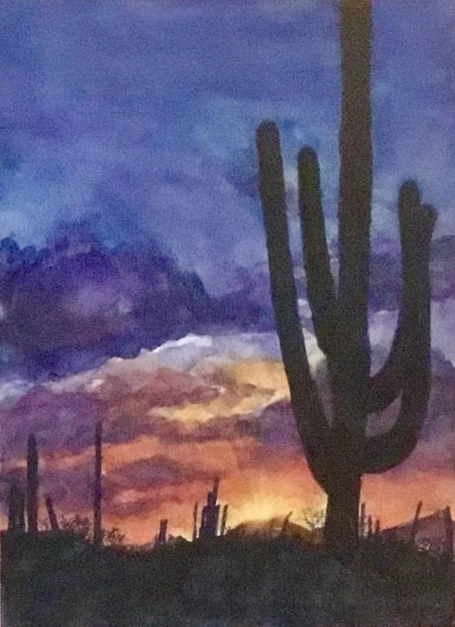 Desert at Dusk Painting by Cheryl Wallace