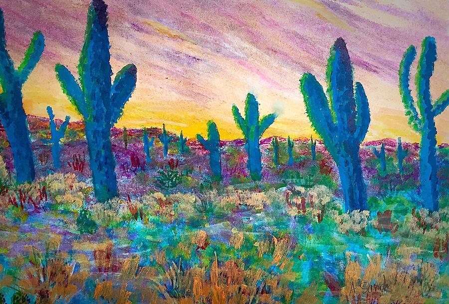  Sunset Tucson Az Painting by Anne Sands