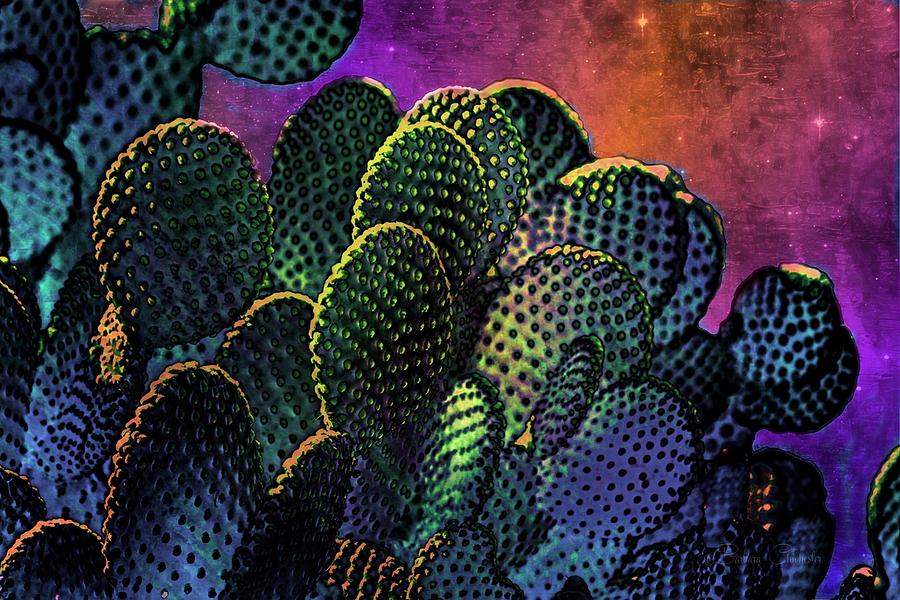 Desert Cactus Starlight Mixed Media by Barbara Chichester