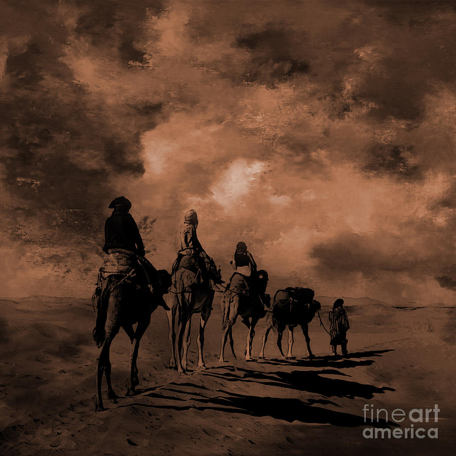 Desert Camels Art 01 Painting by Gull G