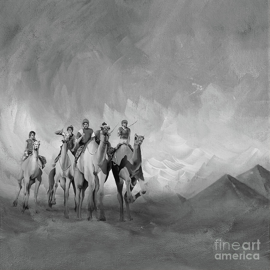 Camel Painting - Desert Camels Painting  by Gull G