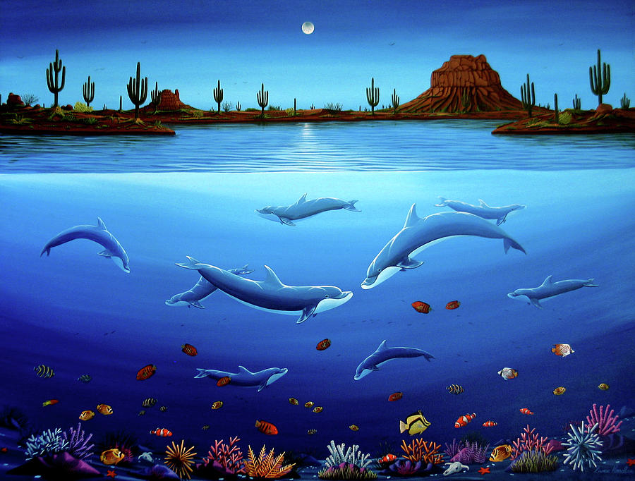 Desert Dolphins Painting by Lance Headlee