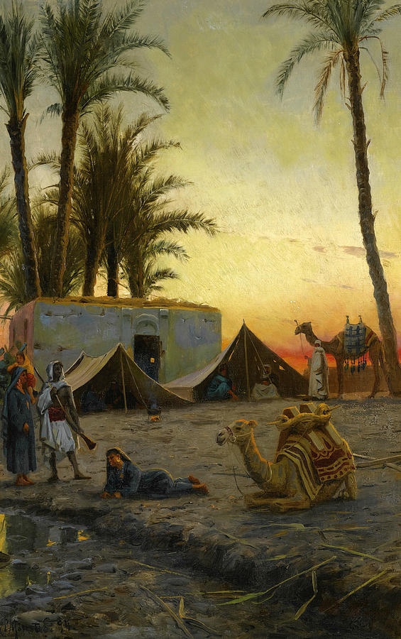 Desert Encampment Painting by Peder Monsted