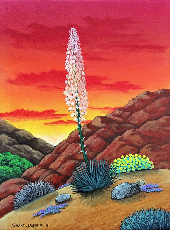 Desert Flowers Painting by Snake Jagger