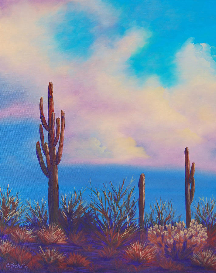 Desert Fog Painting by Cheryl Fecht