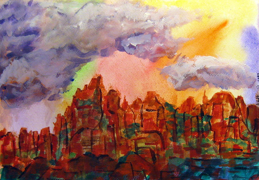 Desert Fortress Painting by Arlene Holtz